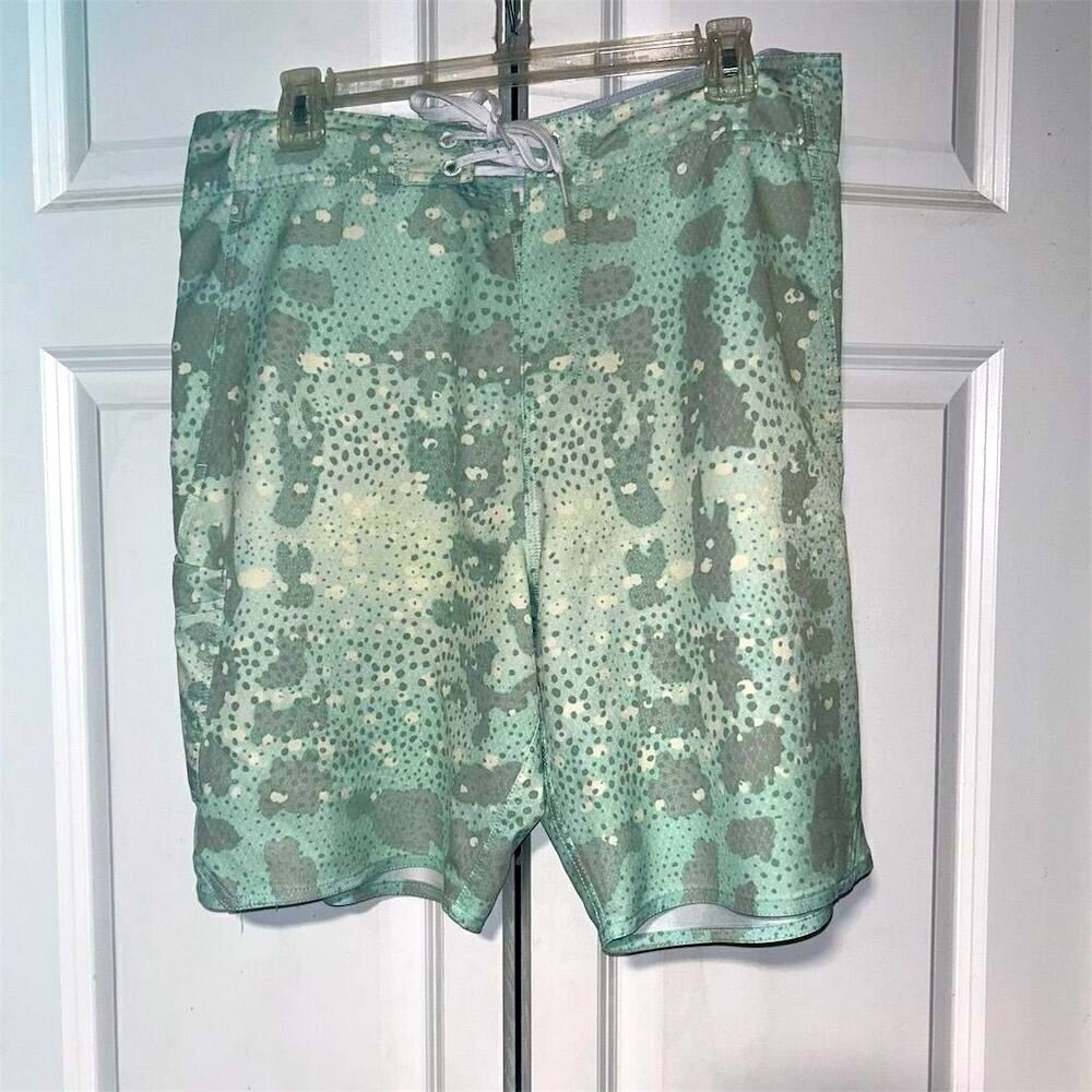 AFTCO Men's Grouper Board Shorts Size 34 Blue/Gray Drawstring Casual Lightweight